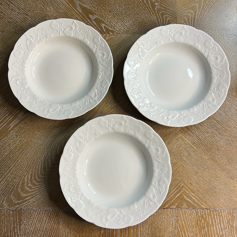 DANSK White Replacement IVY France Rim Soup Bowl 9” SET OF 3
